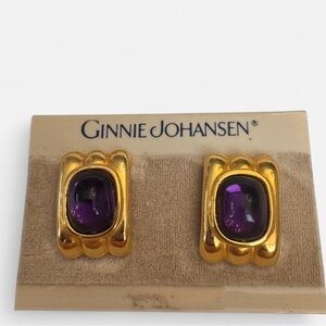 Vintage Ginnie Johansen Purple and Gold Clip On Earrings